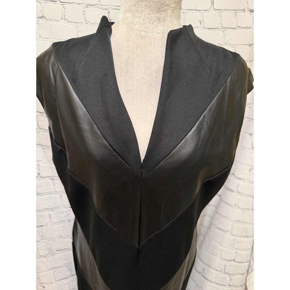 New York & Co. NY&Co. Black Faux-leather Chevron Sheath Dress Size XL - Picture 6 of 9